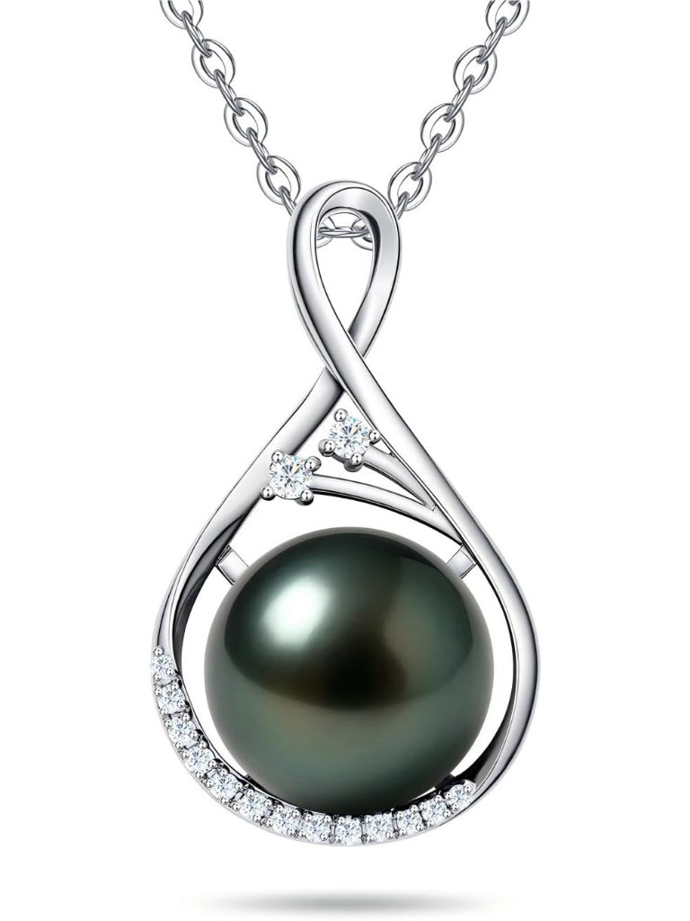 Genuine Tahitian Black Pearl Necklaces For Women, 9-12mm Aaaa Seawater Pearl - S